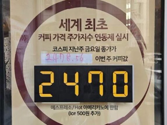 코스피 지수에 연동해서 커피 팔던 카페 근황