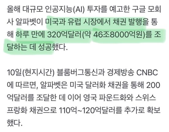 단 하루만에 47조원 확보한 구글