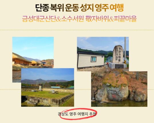 영주 여행 단종 복위 운동 성지 순흥 금성대군신단 소수서원 경자바위 피끝마을