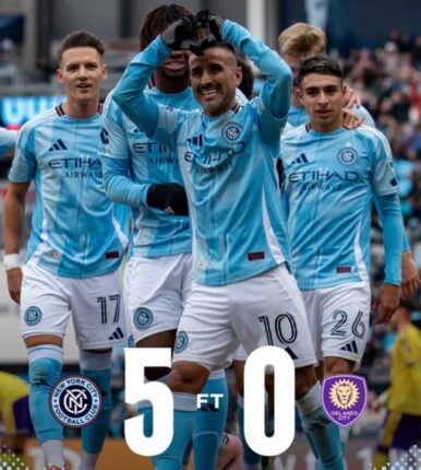 뉴욕시티, 올랜도시티 5-0 대파…MLS서 화력 폭발