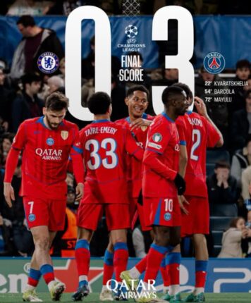 PSG, 첼시 완파하며 챔피언스리그 8강 진출…합계 8-2 압도적 우위