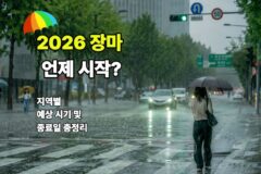 2026 장마 기간 언제 시작될까? 지역별 예상 시기 및 종료일 총정리