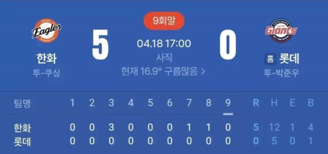 늑구 귀가후 대전 스포츠