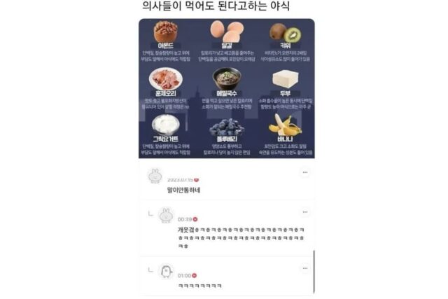 의사들이 먹어도 된다고 하는 야식 수준
