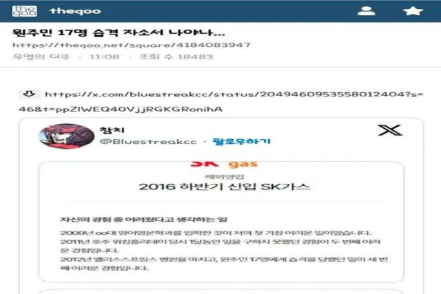 2016년 면접관들이 너무 궁금했다는 SK가스 자소서