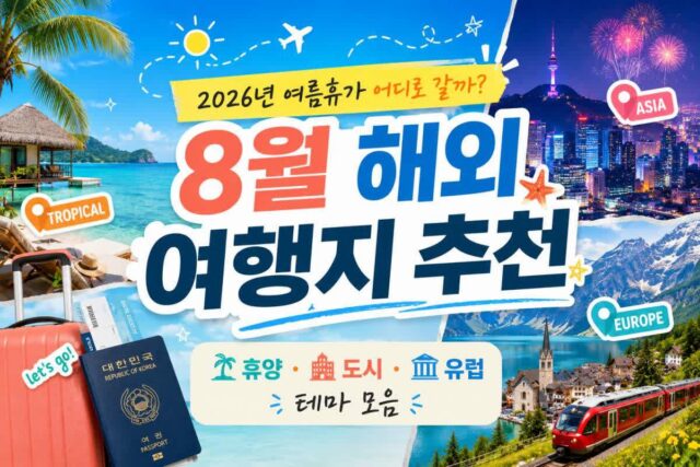 8월 해외 여행지 추천 테마 모음집! 2026년 여름휴가 어디로 가볼까?