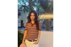 채정안, 브라운 스트라이프 하나로 완성한 감성 데일리룩