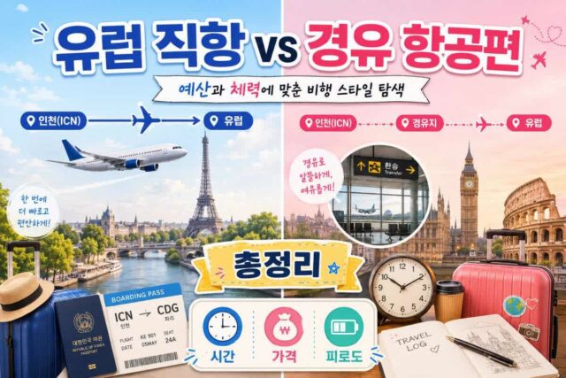 유럽 직항 vs 경유 항공편 차이 레이오버 스톱오버 총정리