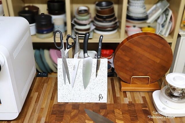 주방 자석칼블럭 디자인 칼꽂이 크림푼 블랑 자석 칼블럭