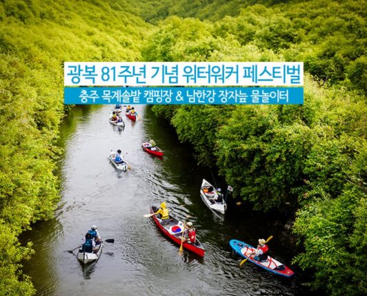 광복 81주년 기념 워터워커 페스티벌 충주 목계솔밭 캠핑장 & 남한강 장자늪 물놀이터