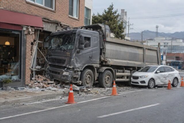 “25톤 트럭 식당 돌진” 광명 교차로 사고로 15명 부상